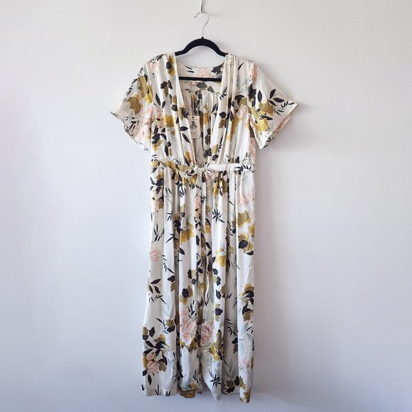 Easel Boutique Silky Satin Floral Peony Maxi Length House Robe Size M NWOT - Picture 6 of 16